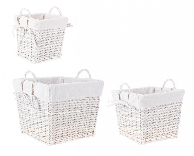 Cesta bianca 26x26x26h, 35x35x30h, 44x44x36h