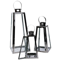 Lanterna metallo 1-3 argento quadro cm20,5x20h47