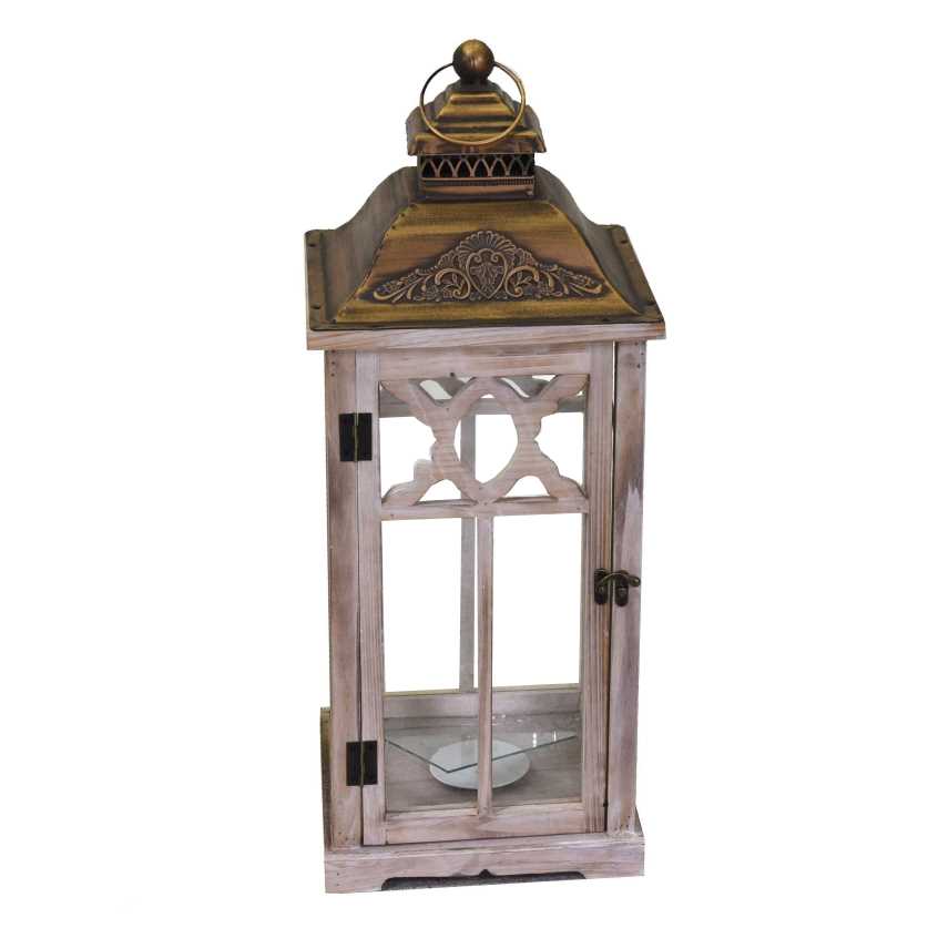 Lanterna legno metallo 1-3 naturale quadro cm31,5x31,5h78