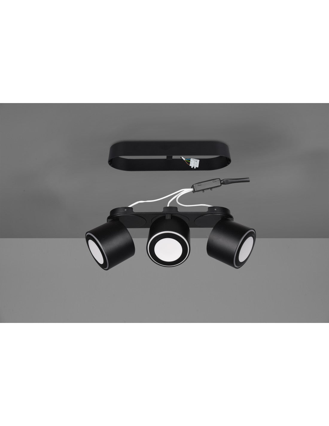 Plafone 3 Spot Led Doppia Emissione L27 cm Taurus Nero Trio Lighting
