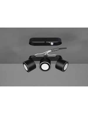 Plafone 3 Spot Led Doppia Emissione L27 cm Taurus Nero Trio Lighting