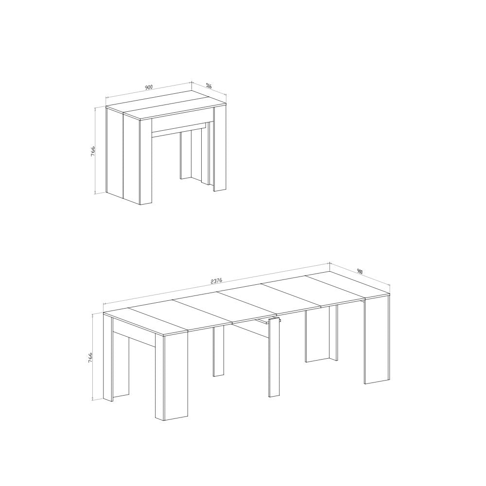 Consolle allungabile 90x51,6x76,6 cm