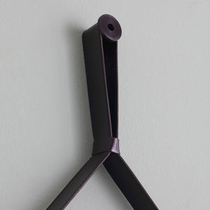 Specchio bagno rotondo con laccio pelle nera