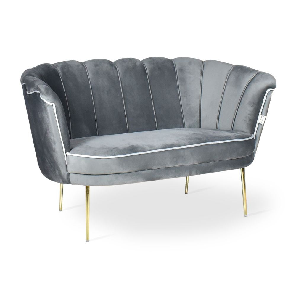 Divano due posti Orel in velluto Babyface 21 grigio piedini oro H76xL130xP70
