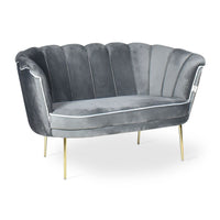 Divano due posti Orel in velluto Babyface 21 grigio piedini oro H76xL130xP70