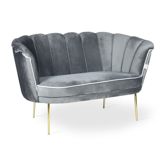 Divano due posti Orel in velluto Babyface 21 grigio piedini oro H76xL130xP70