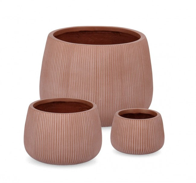 Set3 P.Vaso Ribbed Bomb Terracotta Alto