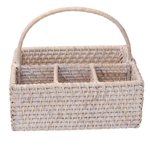 Portaposate rattan algarve bianco rettangolare cm26x20h11/22