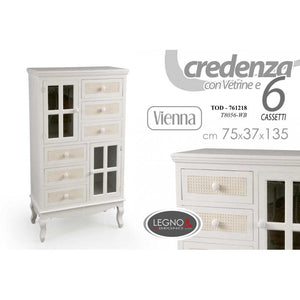 Credenza vetrina shabby vienna bianco beige cm 75 x 37 x 135 h