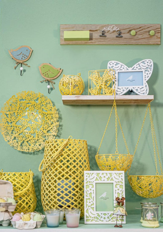 4x Vaso pensile farfalla giallo 20x20x46