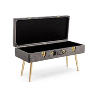 Panca in velluto con contenitore Grigio POLINA 80x34x h42 cm