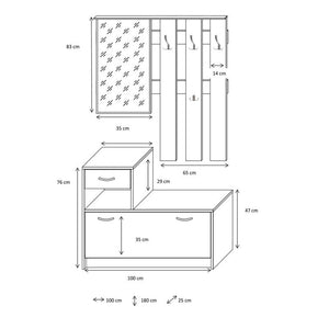 Mobile guardaroba da ingresso bianco e cemento 100x25xh.180 cm