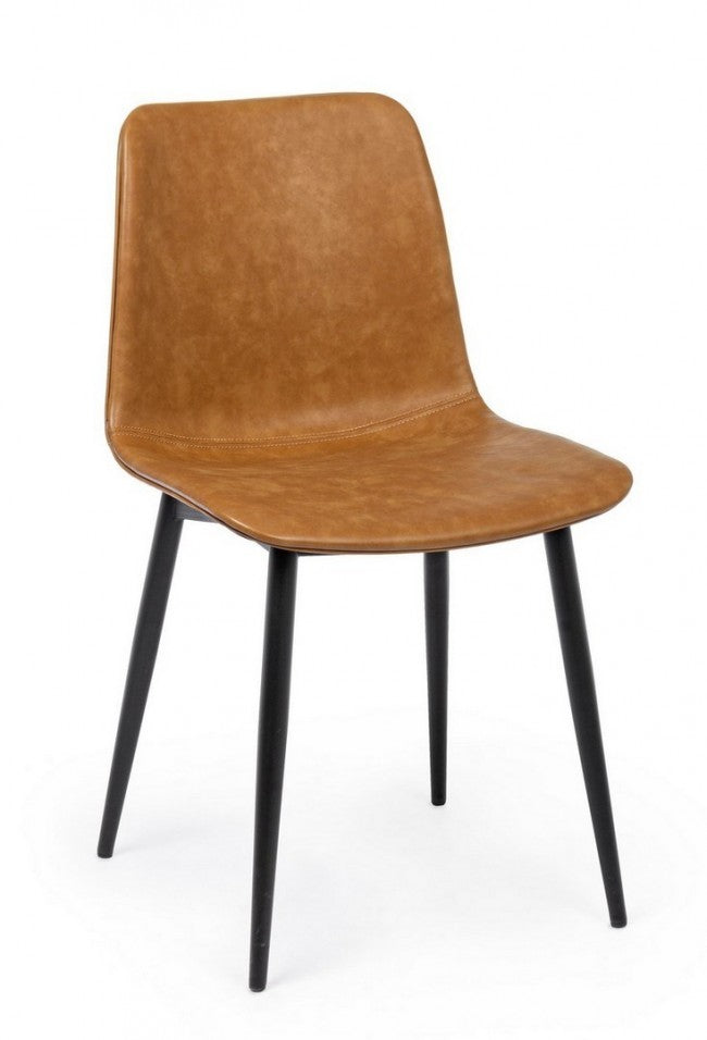 2x Sedia cuoio vintage 44x50x80h