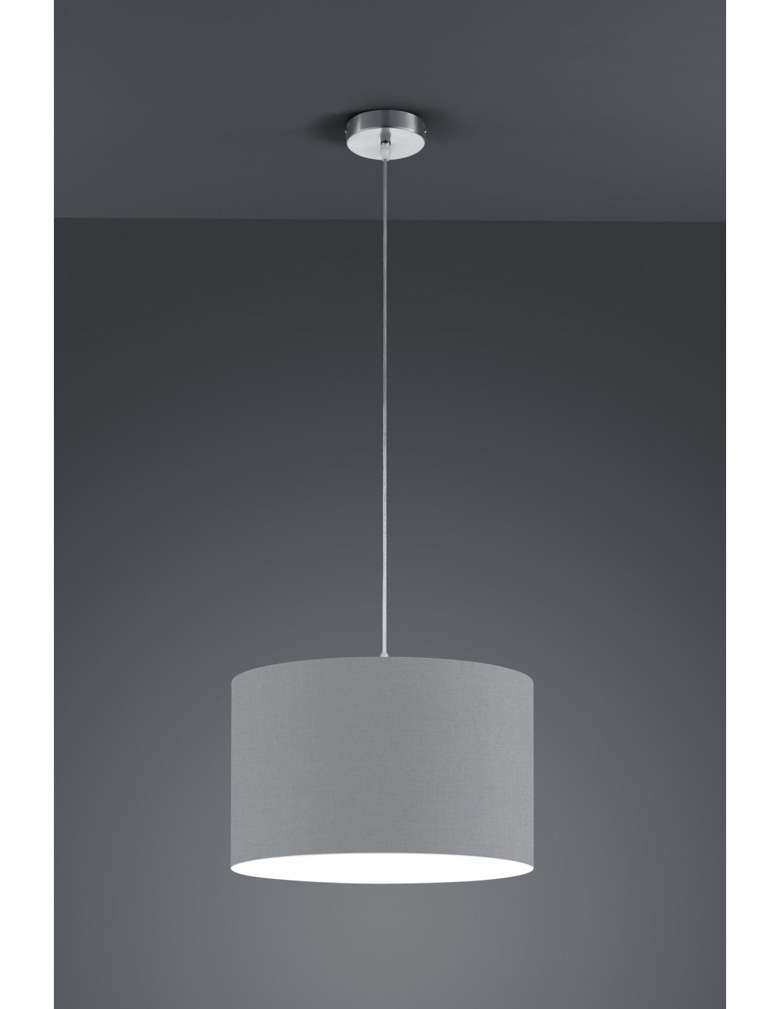 Sospensione Singola Hotel Paralume Grigio Ø40 cm Trio Lighting