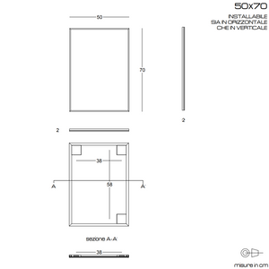 Specchio filo lucido 50x70 reversibile