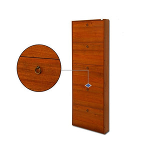 Scarpiera Slim in legno nobilitato 5 ribalte noce antico h.180x65x15 cm