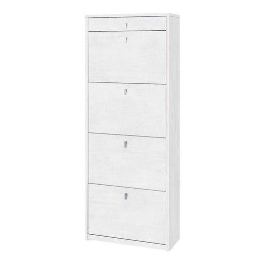 Scarpiera quattro ante un cassetto superiore Bianco Ossido 63x29x h164 cm