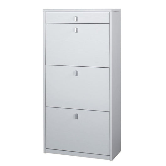 Scarpiera slim salvaspazio tre ante un cassetto Bianco Cenere 63x29x h127 cm