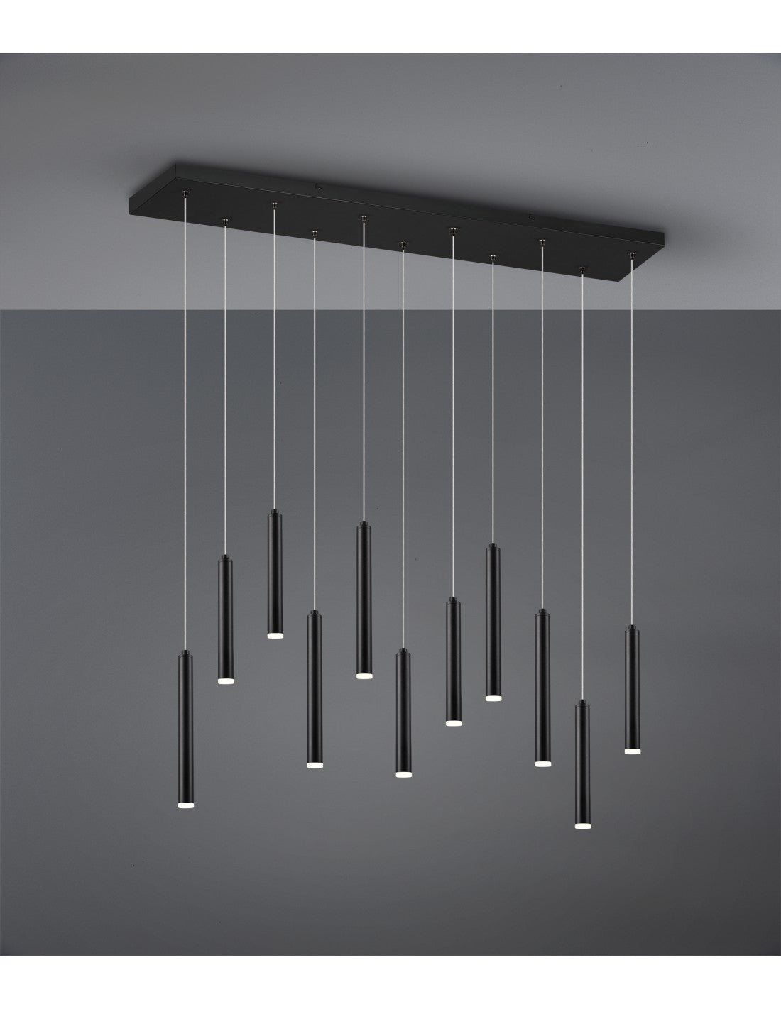 Sospensione Moderna Tubular 11 Tubi Led Nero L115 cm Trio Lighting