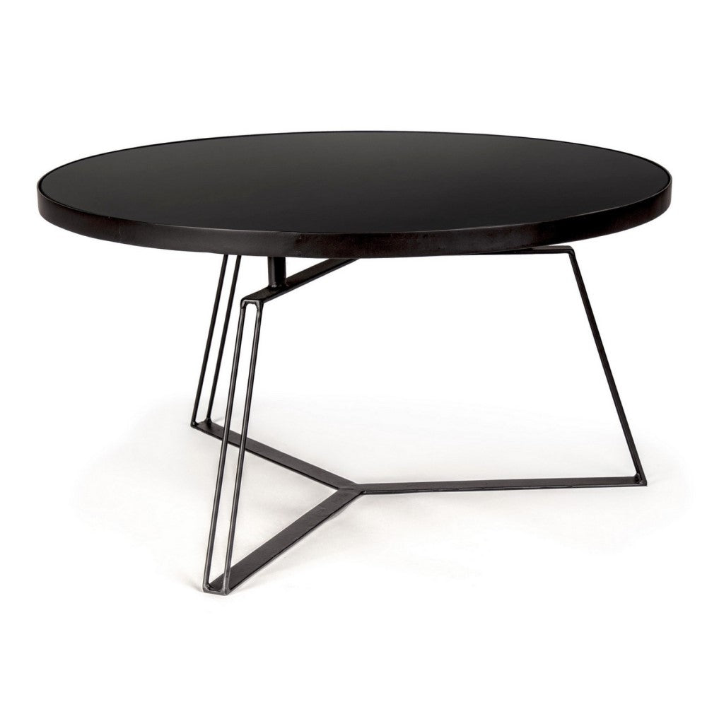 Tavolino nero in metallo stile design Ø70a - 38h
