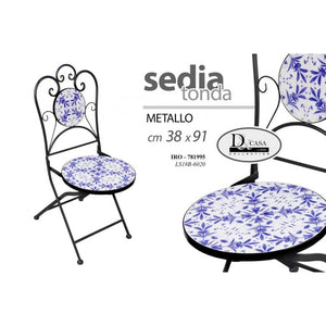 2x Sedia in ferro pieghevole seduta tonda cm 38 x 91 h