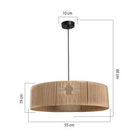 Lampada da soffitto Roya ASZ1747 in carta intrecciata rustica effetto bamboo H66xL55