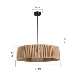 Lampada da soffitto Roya ASZ1747 in carta intrecciata rustica effetto bamboo H66xL55