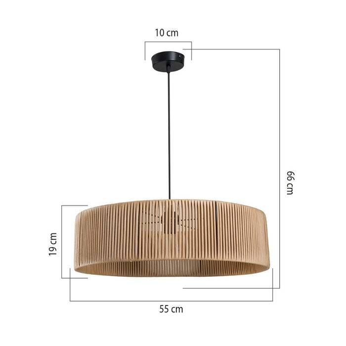Lampada da soffitto Roya ASZ1747 in carta intrecciata rustica effetto bamboo H66xL55