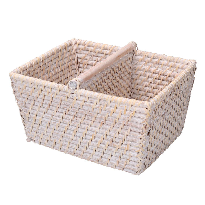 Portatutto rattan algarve bianco rettangolare cm26x21h15