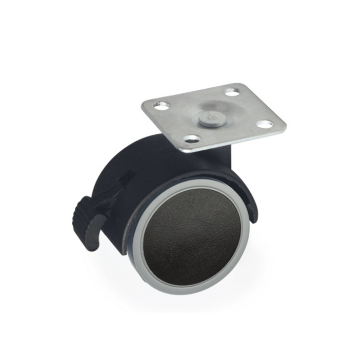 Ruota pivotante con freno 40 mm nera
