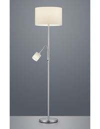 Piantana Hotel Nichel Paralume Tessuto Bianco Con Spot Lettura Trio Lighting