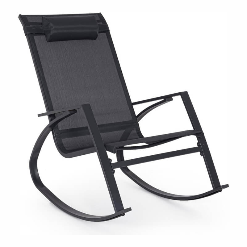 Poltrona Dondolo con poggiatesta imbottito Demid Antracite