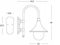 Applique in alluminio pressofuso con diffusore trasparente - Altezza max lampada 150mm - Alimentazione 230V - Potenza massima lampade 60W ruggine