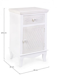 Comodino in MDF un anta un cassetto Bianco CHARLENE 40x32x h69,5 cm