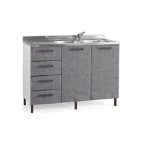 Sottolavello per cucina grigio cemento 2 ante c-cass. SX Cm 120x50xH 85