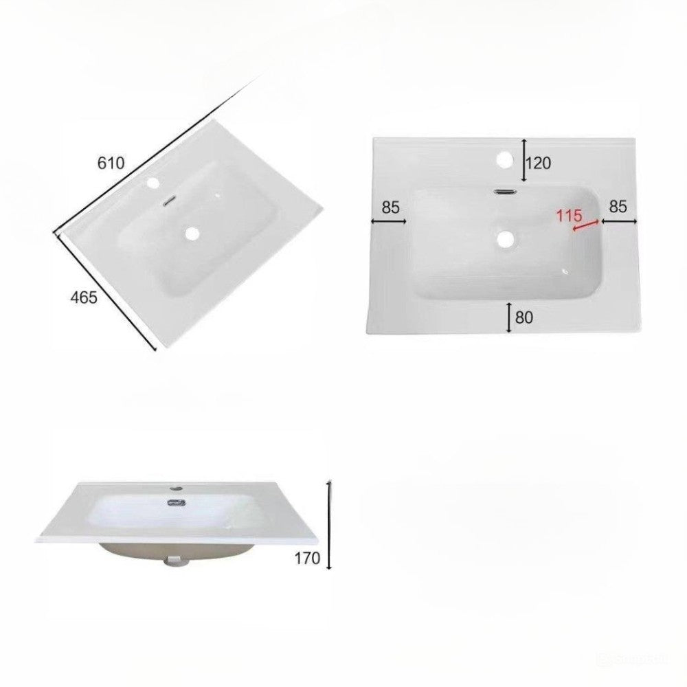 Lavabo da appoggio 61x46.5x14 cm bianco