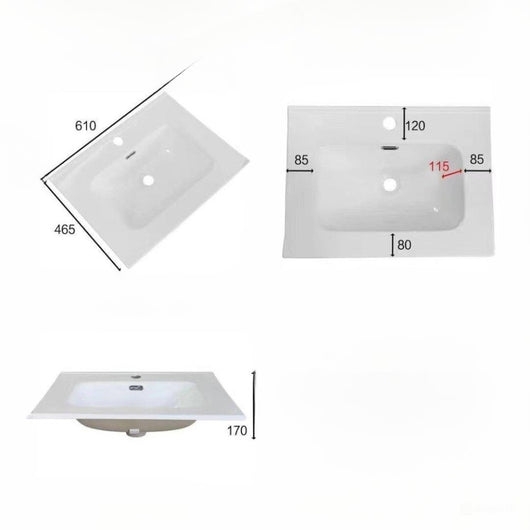 Lavabo da appoggio 61x46.5x14 cm bianco