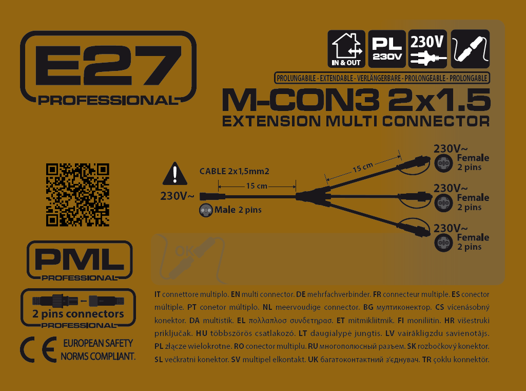Connettore multiplo 3 uscite 15x15 cm