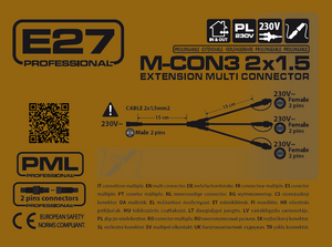 Connettore multiplo 3 uscite 15x15 cm