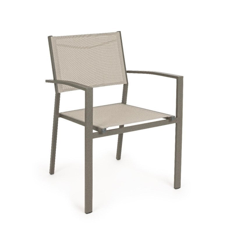 Sedia Per Esterno Con Braccioli In Alluminio Tortora Hilla 57X60X H88 Cm