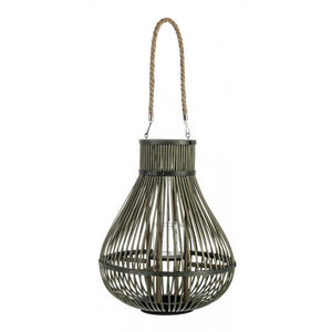 Lanterna Belem verde con manico in bamboo