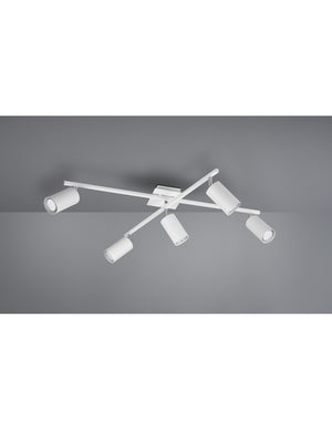 Plafoniera 5 Faretti Cilindro Spot Orientabili Marley Bianco Trio Lighting
