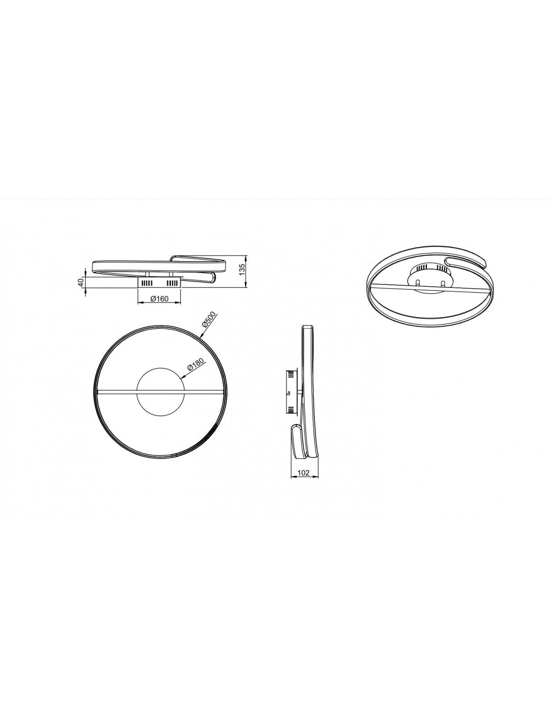 Lampada Soffitto Design Cerchio Led Dimmer 4000k Parma Bianco Trio Lighting