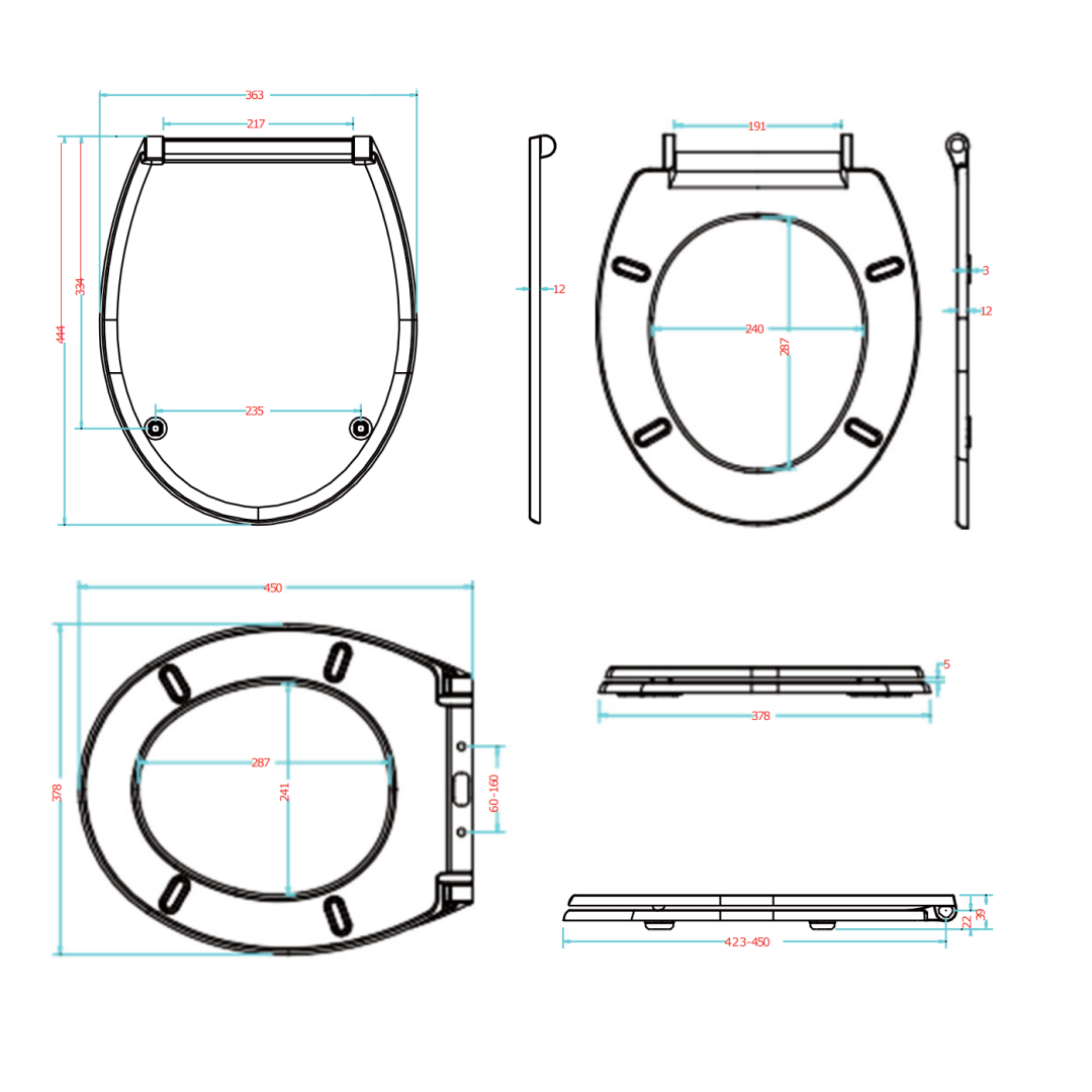Sedile wc universale in duroplast