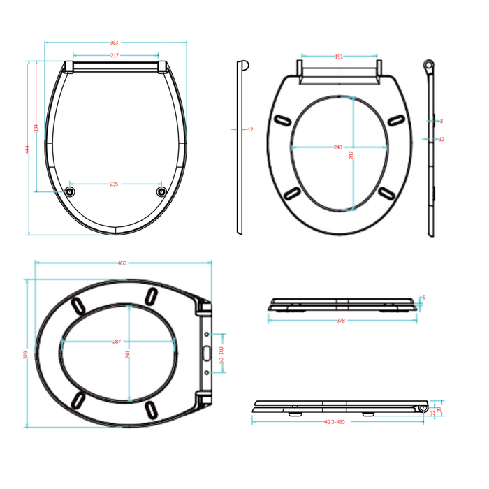 Sedile wc universale in duroplast