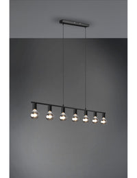 Sospensione 7xE27 Vannes Nero L110 cm Trio Lighting