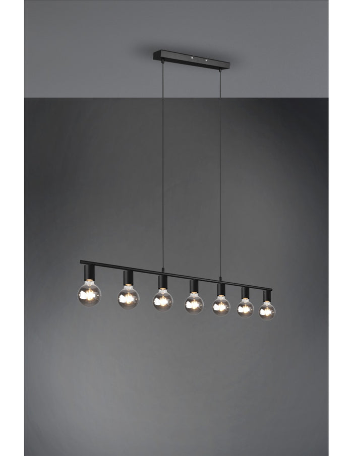 Sospensione 7xE27 Vannes Nero L110 cm Trio Lighting