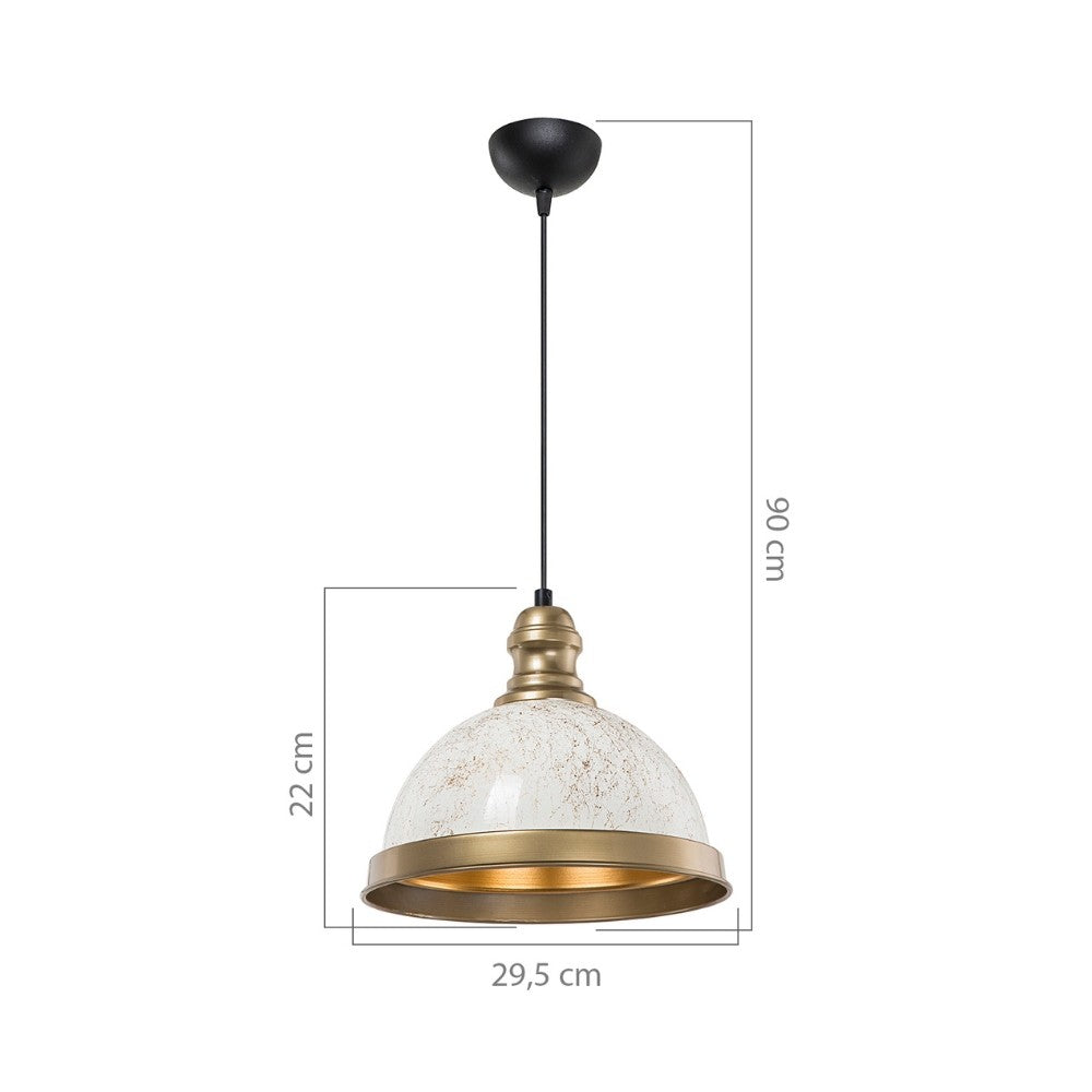 Lampada da soffitto Astek ASZ1636 con paralume in metallo bianco H90xL29.5