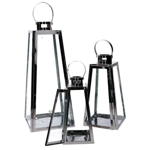 Lanterna metallo 1-3 argento quadro cm20,5x20h47