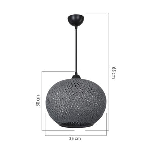 Lampada da soffitto Yumak MDL4745 con paralume in corda antracite H65xL35